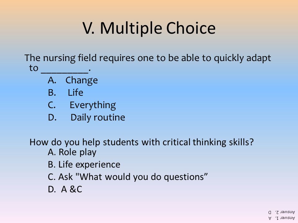 None of the Above: Multiple-Choice Questions and Critical Thinking